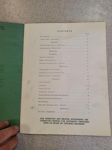 Used Hardinge HC Auto Threading Chucker Lathe