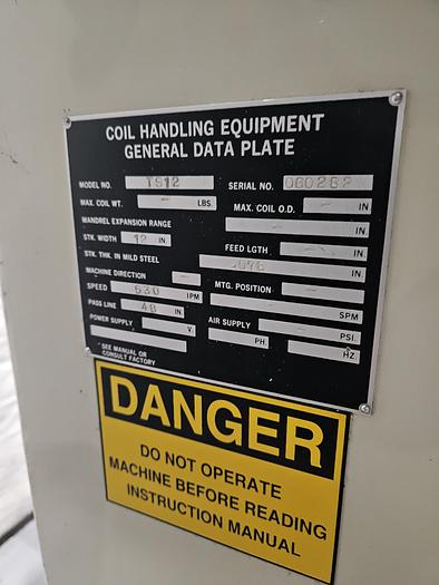 Used Cooper Weymouth Peterson 12 Inch SERVO Stock Leveler Feeder Model  TS12 No Controller