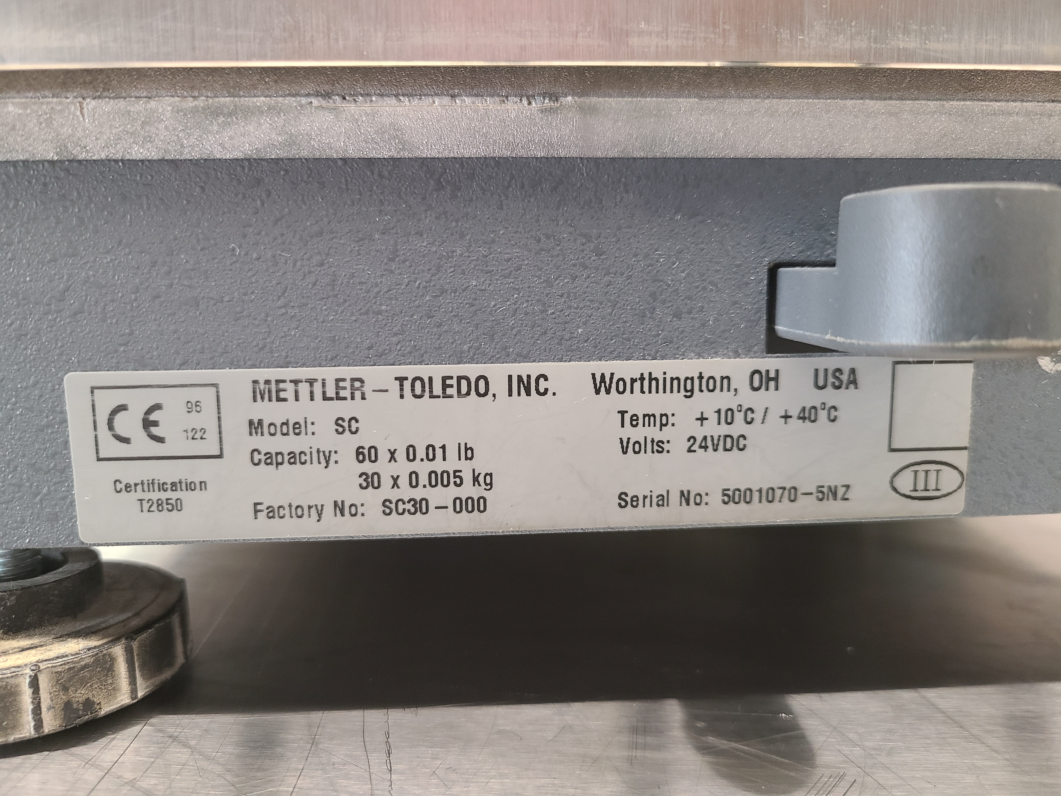 Used Mettler Toledo SC Counting Scale Capacity 60 x 0.01 Lb 120V