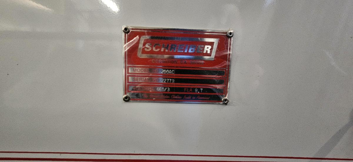 Used SCHREIBER MODEL 200AC INDUSTRIAL PROCESS CHILLER – 460V – CAREL pCO DIGITAL CONTROLLER – REMOTE CONTROLLER INCLUDED – TWO AVAILABLE