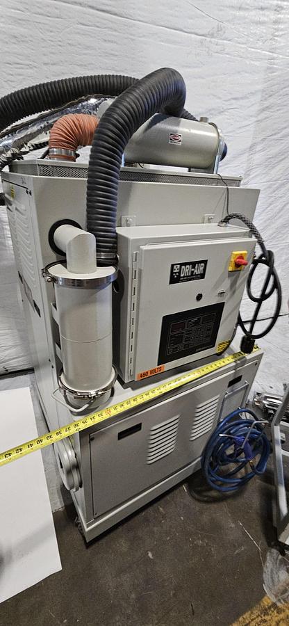 Used DRI-AIR HP4-X300 CENTRAL DESICCANT RESIN DRYING SYSTEM – (5) RH60 STAINLESS STEEL HOPPERS – HIGH TEMPERATURE CONFIGURATION- FOR INJECTION MOLDING – 480V / 3 PHASE