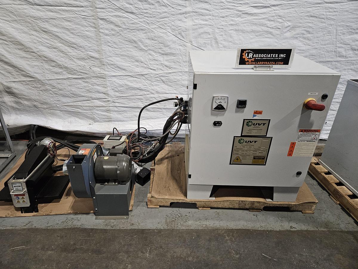 Used MARK ANDY / UVT MAXIM SLS UV CURING SYSTEM 240V • 3-Phase • 12" Lamp • 400 W/In • Blower & Control Cabinet