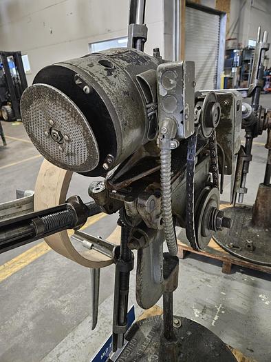 Used Littell 48 Inch Reel Payoff for feeding metal stock to power punch press