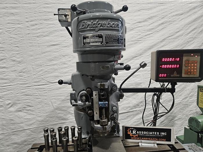 Used Bridgeport Mill 1 HP 36 inch Table DRO Power Feed Collets Chrome Ways 6 inch Vise