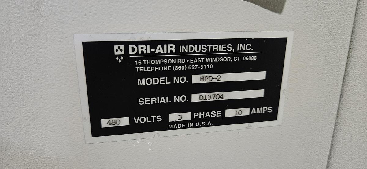 Used DRI-AIR HPD-2 HIGH TEMPERATURE DESICCANT RESIN DRYER – 60 LB STAINLESS HOPPER – ADVANCED DIGITAL CONTROL – 480V – TESTED & RUNNING