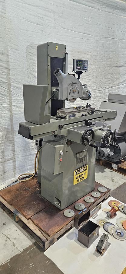 Used MITSUI HIGH-TEC MSG-205MH 6" × 18" PRECISION SURFACE GRINDER – FAGOR 2-AXIS DRO – WALKER CERAMAX MAGNETIC CHUCK – PRECISION SINE VISE – EXTRA WHEELS, HUBS & TOOLING – 220V 3 PHASE – TESTED & RUNNING