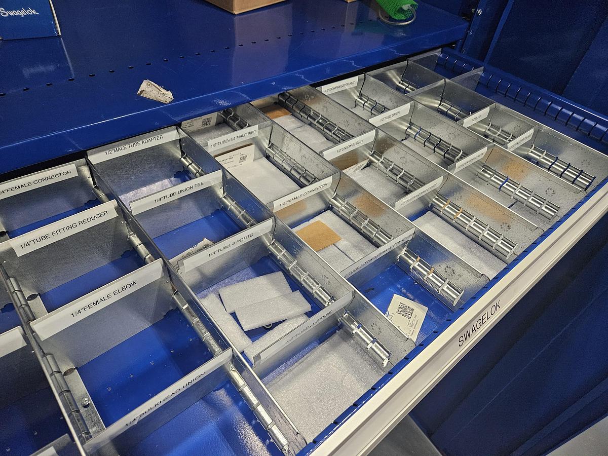 Used Borroughs Quad (4) Locking Storage Cabinet with Roller Drawers 4 complete Cabinets with Drawers ONE PRICE For All 4 Cabinets!!