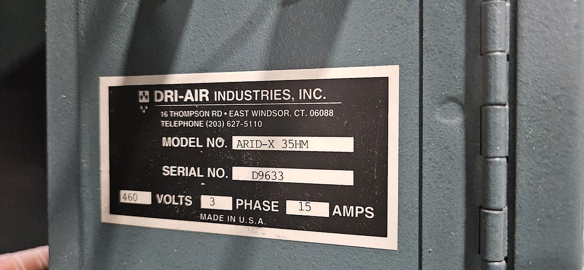 Used DRI-AIR ARID-X 35HM DESICCANT RESIN DRYER – DUAL RECEIVER CONTROL – DIGITAL DEW POINT SYSTEM – 480V 3 PHASE – TESTED