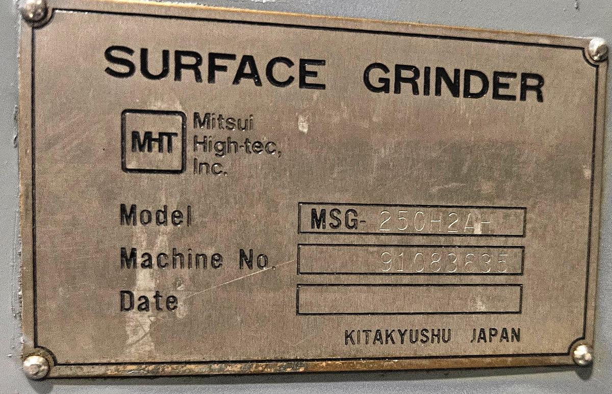 Used MITSUI MSG-250-2A AUTOMATIC PRECISION SURFACE GRINDER – 8" × 18" WALKER ELECTRIC MAGNETIC CHUCK – AUTO DOWNFEED – HYDRAULIC TABLE – WALKER SINE PLATE – GRIND-ALL NO. 1 – TOOLING PACKAGE – COOLANT – 220V 3 PH – TESTED & RUNNING EXCELLENT