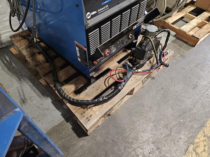 Used Miller Delta Weld 452 CV DC Welding Power Source with Miller Robotic Interface Microprocessor Weld Controller Cool mate 4 & Gun w/ Feeder... formerly on a Robot Welder