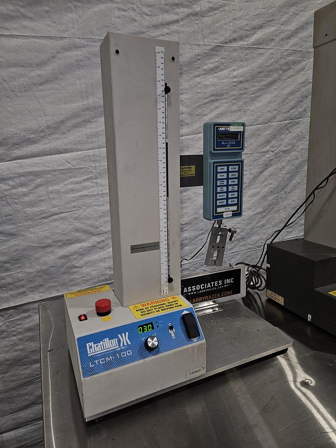 Used CHATILLON / AMETEK LTCM-100 MOTORIZED FORCE TEST STAND WITH ACCUFORCE II DIGITAL GAUGE – 120V – EXCELLENT CONDITION