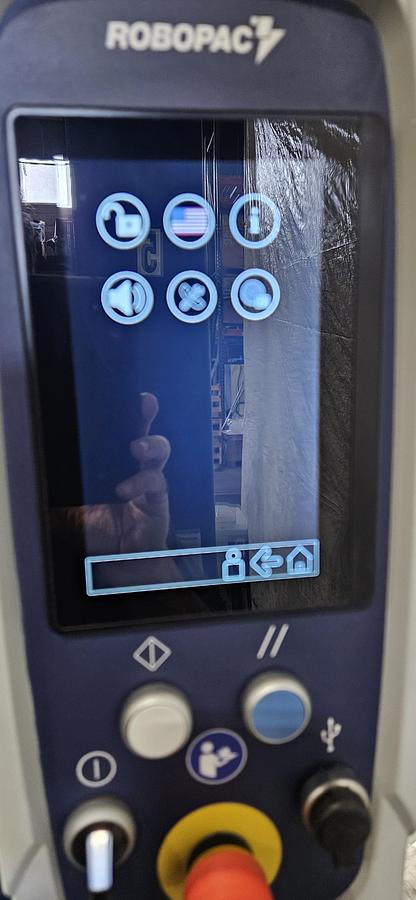 Used 2023 ROBOPAC ROBOT S7 PVS USA SELF-PROPELLED PALLET STRETCH WRAPPER – BATTERY POWERED – TOUCHSCREEN – TESTED