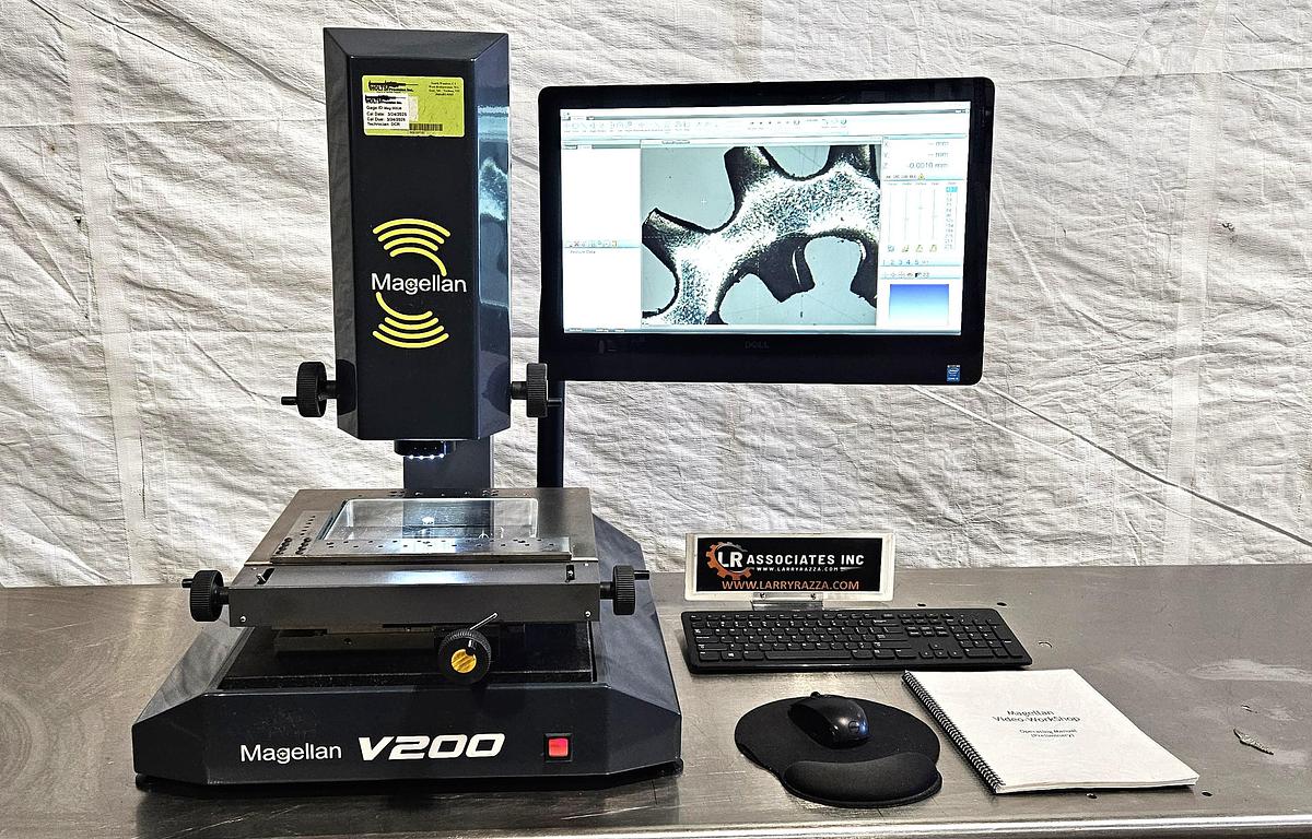 Used MAGELLAN V200 VIDEO MEASURING SYSTEM – 3-AXIS OPTICAL INSPECTION – VIDEO-WORKSHOP SOFTWARE – ORIGINAL DELL ALL-IN-ONE COMPUTER – MOTORIZED ZOOM – COMPLETE SYSTEM – TESTED & WORKING