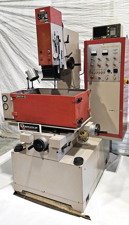 Used EDM TECHNOLOGY OMEGA 405-B SINKER EDM – 30 AMP POWER SUPPLY – MITUTOYO DIGITAL READOUT – MAGNETIC CHUCK – 220V 3 PHASE – 1990
