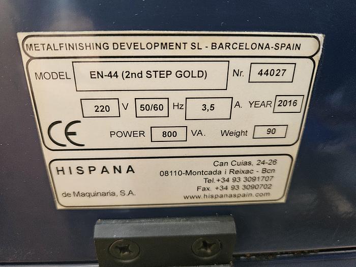 Used Increase Polishing Efficiency with Hispana's EN-44 Gold/Silver 2nd Step Electropolisher