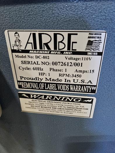 Used ARBE 1 HP Dust Collector Industrial Vacuum