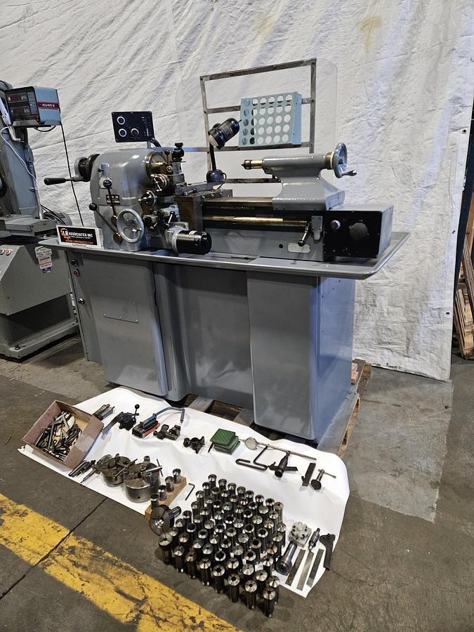 Used HARDINGE TFB TOOLROOM LATHE – ELECTRIC CARRIAGE DRIVE – 60+ COLLETS – COOLANT – TRANSFORMERS – FULL TOOLING PACKAGE
