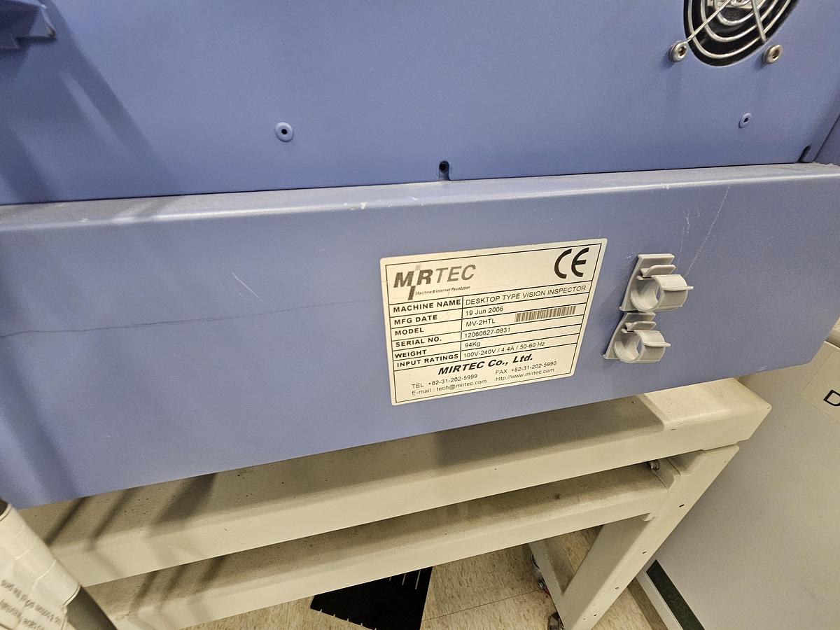 Used MIRTEC MV-2HTL Desktop AOI Vision Inspection System – 2006  Offline PCB Inspection • Tested & Running • Complete Workstation