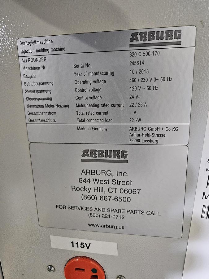 Used 2016 Arburg 470 C 1500-400 Golden Edition 165 Ton 6.5 oz. Allrounder Injection Molding Machine PRISTINE!!!