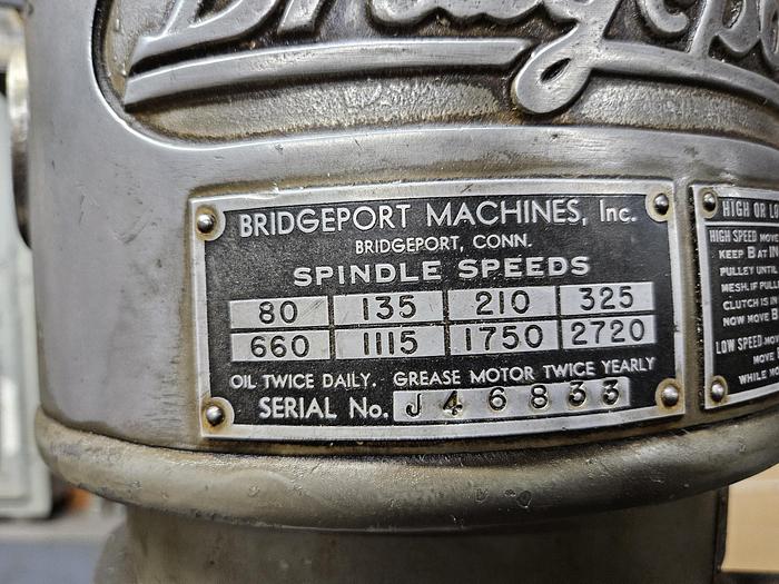 Used Bridgeport Milling Machine 36 inch Table Vise & Power Feed
