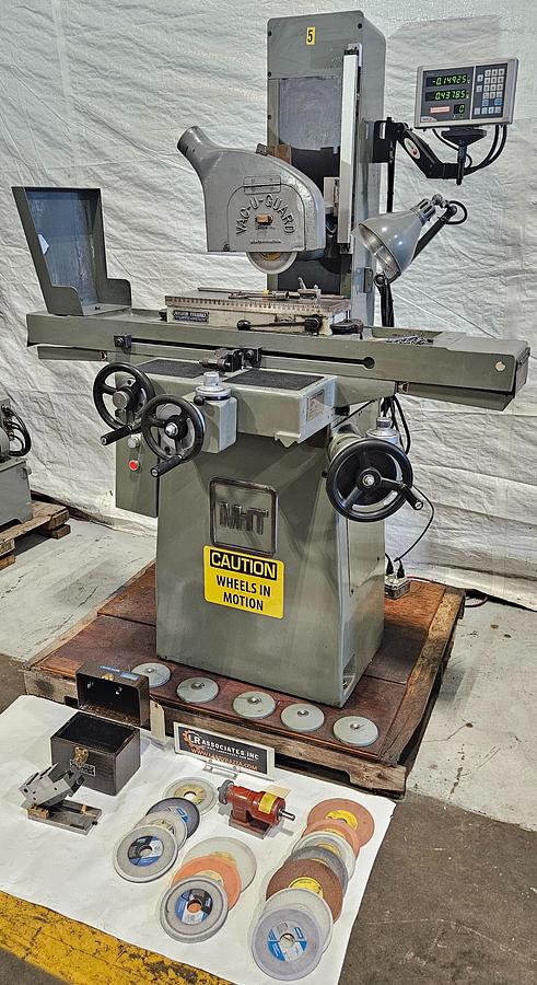 Used MITSUI HIGH-TEC MSG-205MH 6" × 18" PRECISION SURFACE GRINDER – FAGOR 2-AXIS DRO – WALKER CERAMAX MAGNETIC CHUCK – PRECISION SINE VISE – EXTRA WHEELS, HUBS & TOOLING – 220V 3 PHASE – TESTED & RUNNING