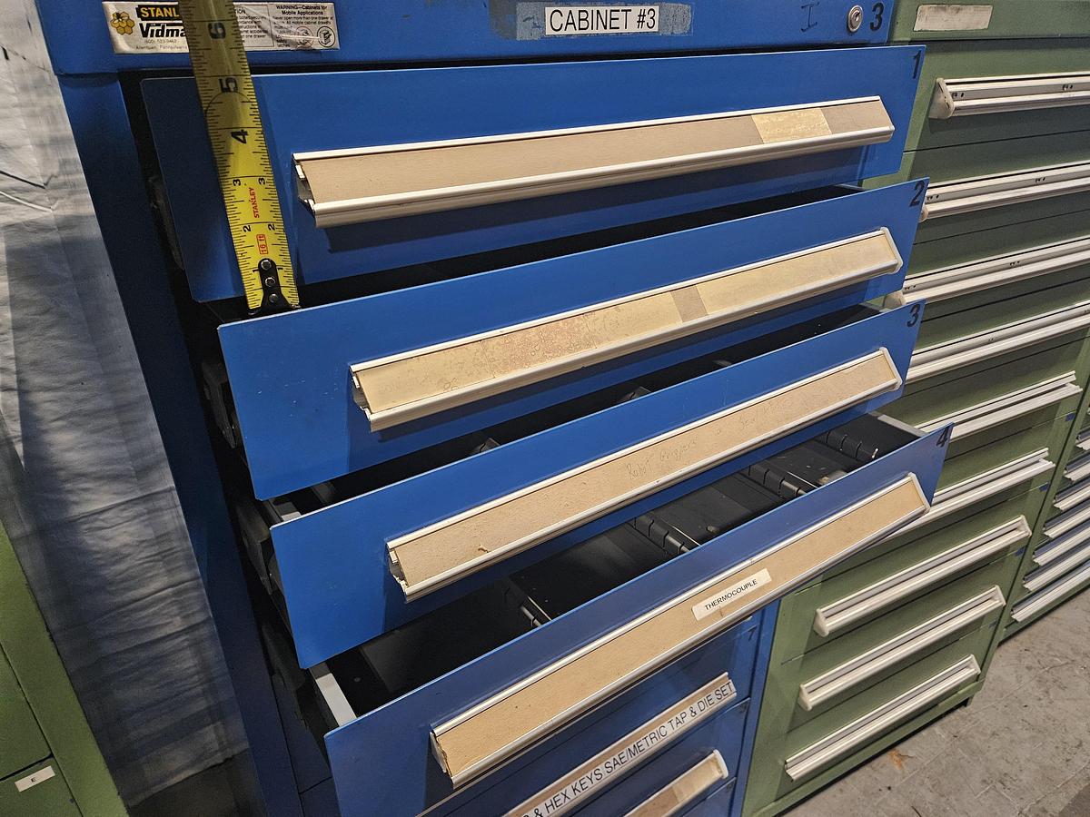 Used STANLEY VIDMAR INDUSTRIAL TOOL STORAGE CABINET 25" x 25" DRAWERS – MIXED DEPTH CONFIGURATION – HEAVY DUTY – EXCELLENT CONDITION