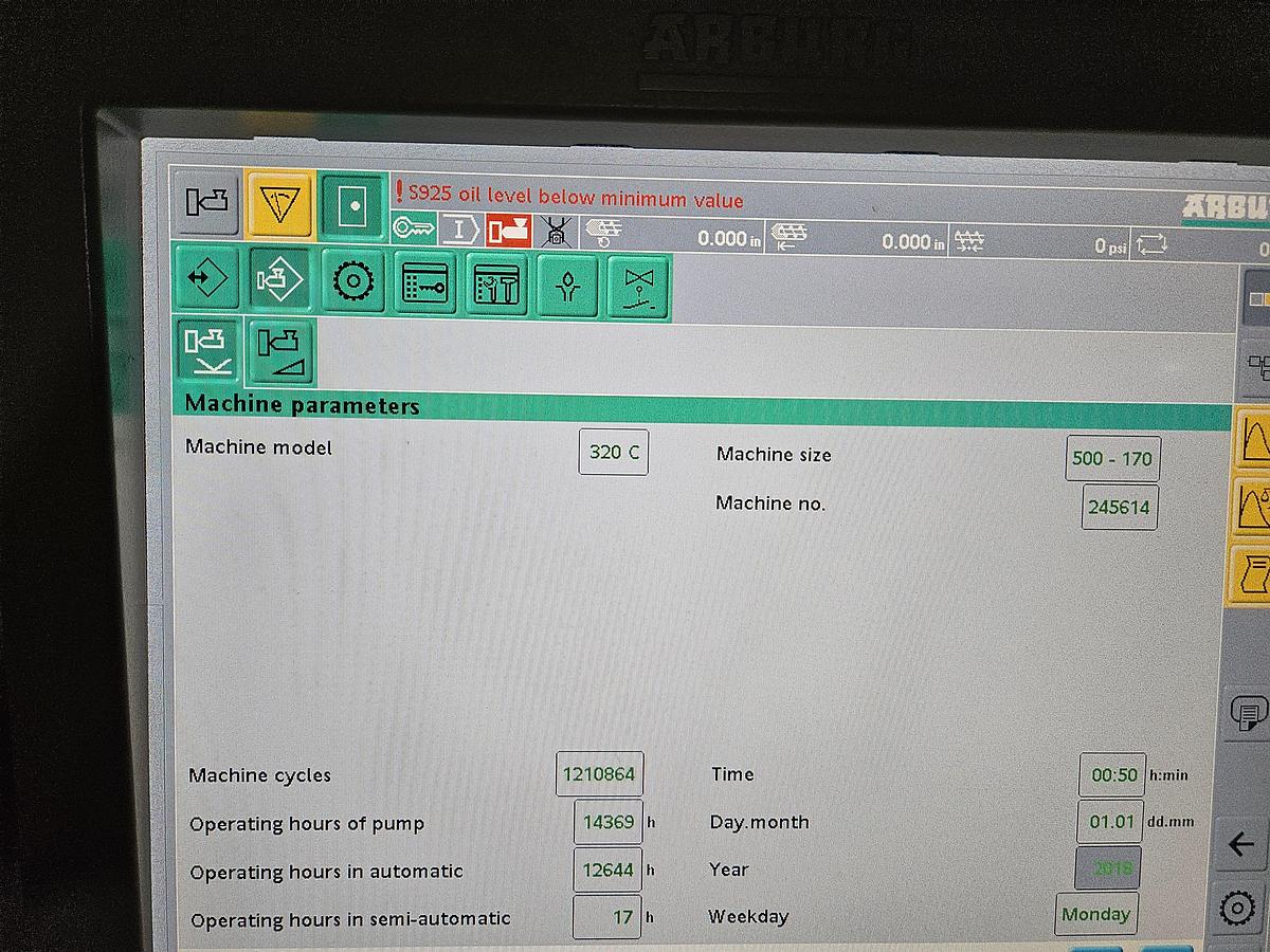 Used 2018 Arburg 320 C 500-170 Golden Edition 55 Ton 2.72 oz. Allrounder Injection Molding Machine