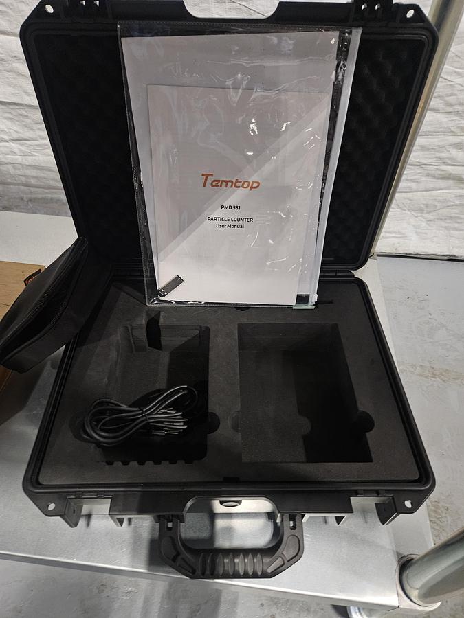 Used TEMTOP PMD 331 PARTICLE COUNTER – PORTABLE CLEANROOM AIR MONITOR – CALIBRATION CERTIFICATE – EXCELLENT CONDITION, TESTED!