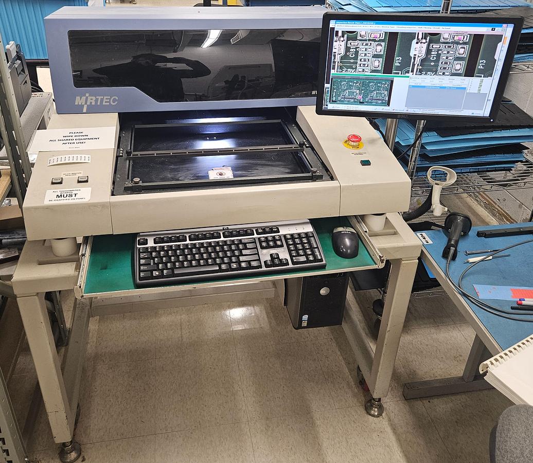 Used MIRTEC MV-2HTL Desktop AOI Vision Inspection System – 2006  Offline PCB Inspection • Tested & Running • Complete Workstation
