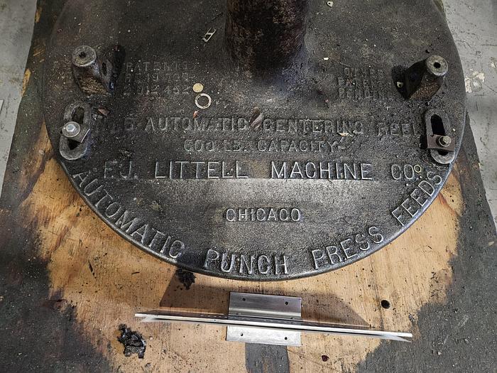 Used Littell 45 Inch Reel Payoff for feeding metal stock to power punch press