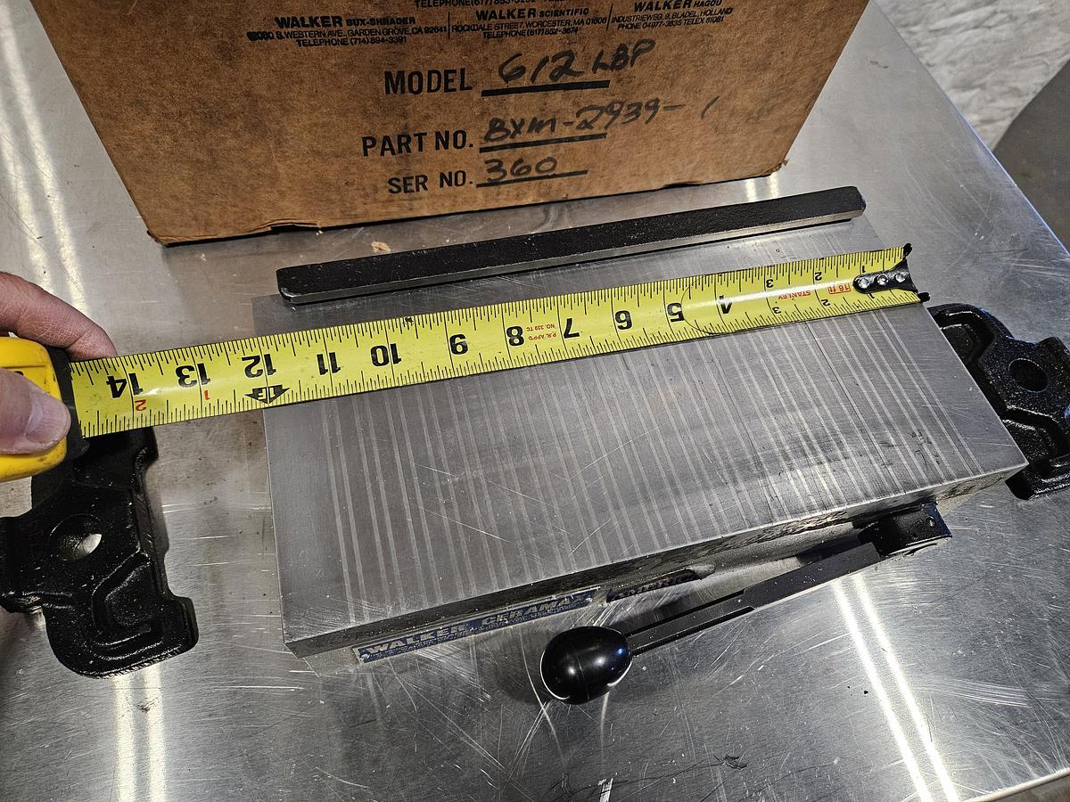 WALKER 6"×12" NEW IN BOX - PERMANENT MAGNETIC CHUCK for Surface Grinders – MODEL 612-LBP – CLAMPS & SIDE RAIL INCLUDED