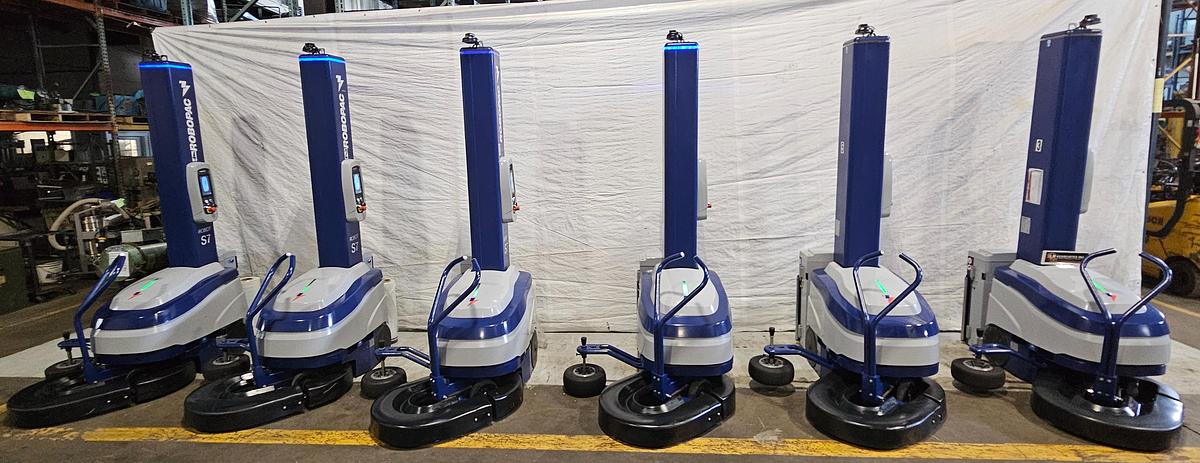 Used 2023 ROBOPAC ROBOT S7 PVS USA SELF-PROPELLED PALLET STRETCH WRAPPER – BATTERY POWERED – TOUCHSCREEN – TESTED