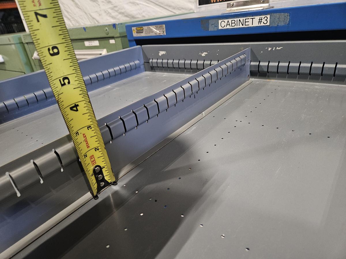 Used STANLEY VIDMAR INDUSTRIAL TOOL STORAGE CABINET 25" x 25" DRAWERS – MIXED DEPTH CONFIGURATION – HEAVY DUTY – EXCELLENT CONDITION