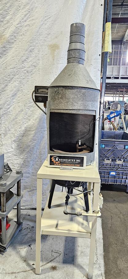 Used CHARLES HONES 160 LB GAS / PROPANE METAL MELTING FURNACE – LEAD, PEWTER, ZINC & ZAMAK ALLOYS – PARTLOW TEMPERATURE CONTROL – EXHAUST HOOD – REFURBISHED – TESTED