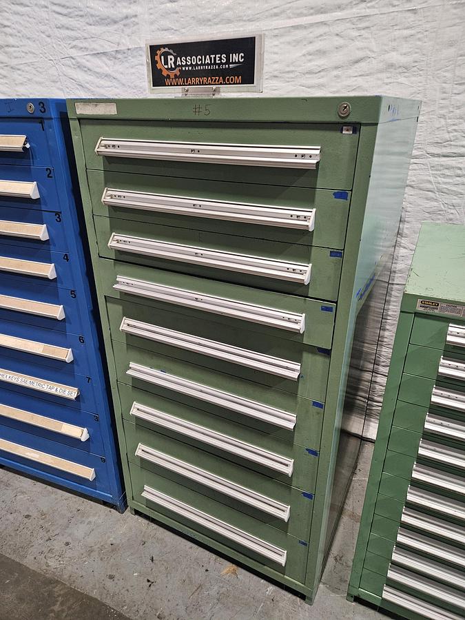 Used STANLEY VIDMAR INDUSTRIAL MODULAR STORAGE CABINET 25" x 25" DRAWERS – MIXED DEPTH CONFIGURATION – HEAVY DUTY – EXCELLENT CONDITION