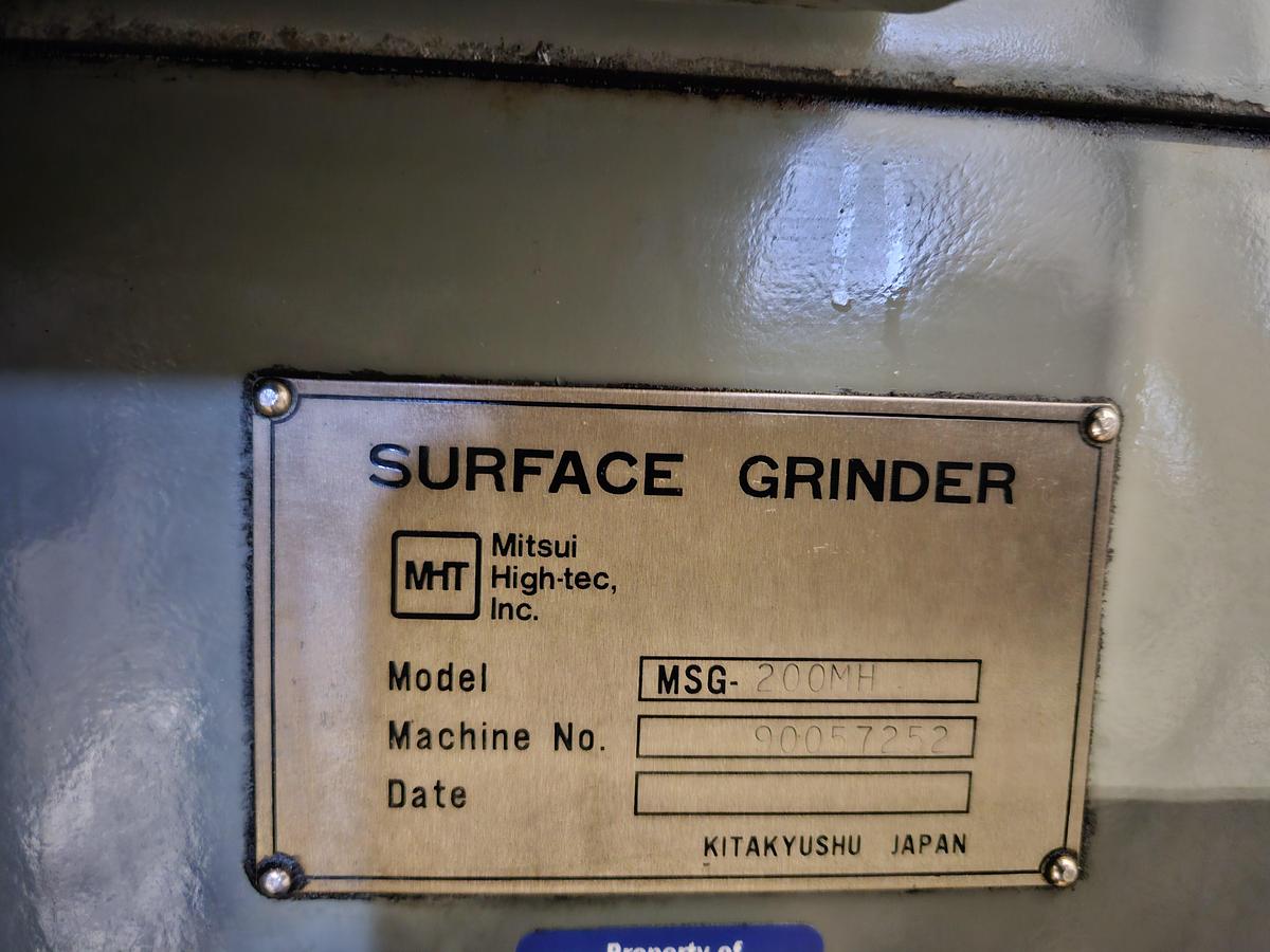Used MITSUI HIGH-TEC MSG-200MH 6" x 12" MANUAL SURFACE GRINDER – REFURBISHED – SONY DRO – WALKER MAG CHUCK – VFD – EXCELLENT CONDITION