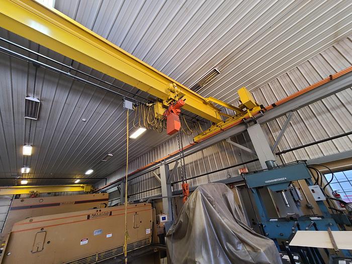 Used 5 Ton Gantry Crane with Electric Hoist. We have 2 Approximately 50 long each