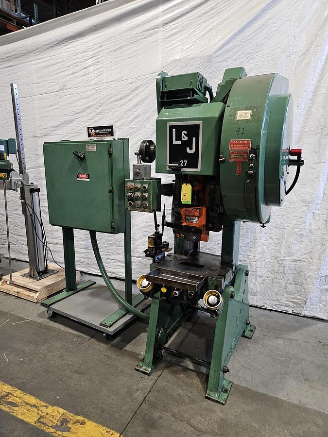 Used 27 Ton L&J Punch / Trim Press Air Clutch Air Brake 2" Adj. with Palm Buttons