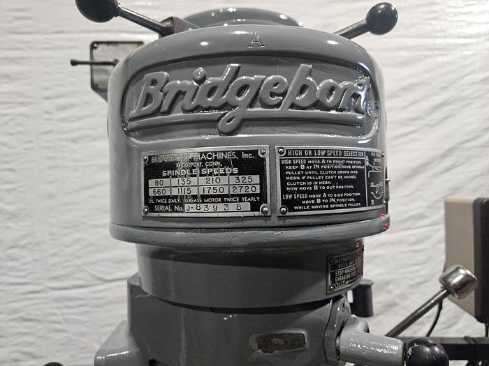 Used Bridgeport Mill 1 HP 36 inch Table DRO Power Feed Collets Chrome Ways 6 inch Vise