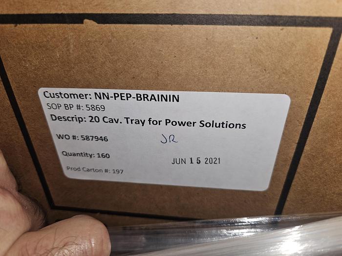 Used Vacuum Formed Trays Clear Plastic 20 Cavity 9 1/2" x 13"  (2" x 2" size per cavity) 31,000 Trays