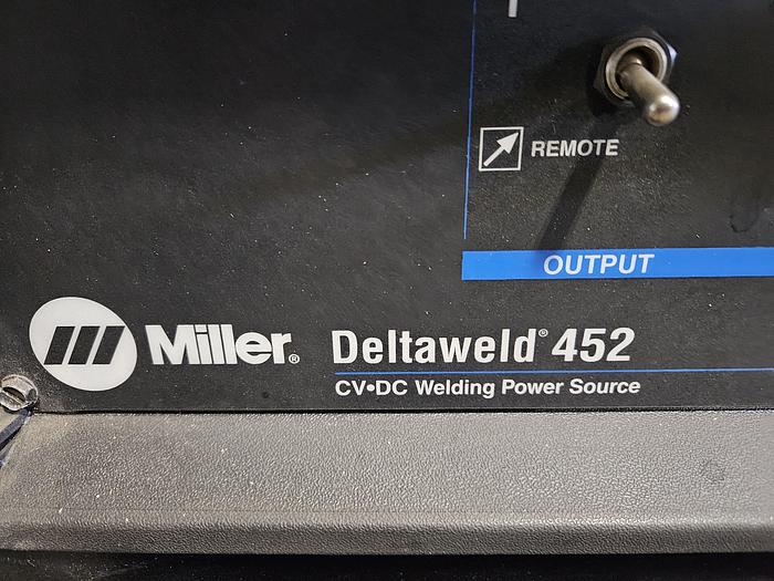 Used Miller Delta Weld 452 CV DC Welding Power Source with Miller Robotic Interface Microprocessor Weld Controller Cool mate 4 & Gun w/ Feeder... formerly on a Robot Welder