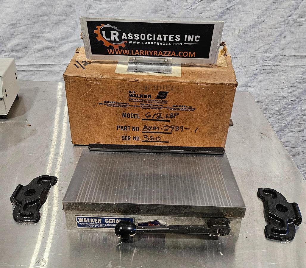 WALKER 6"×12" NEW IN BOX - PERMANENT MAGNETIC CHUCK for Surface Grinders – MODEL 612-LBP – CLAMPS & SIDE RAIL INCLUDED