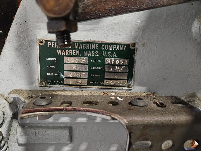 Used Perkins 9 Ton Punch Press Crimping Stamping Steel Brass
