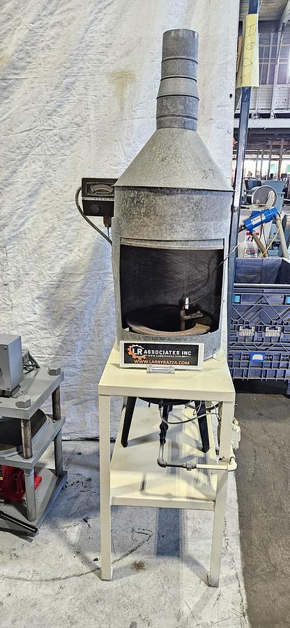 Used CHARLES HONES 160 LB GAS / PROPANE METAL MELTING FURNACE – LEAD, PEWTER, ZINC & ZAMAK ALLOYS – PARTLOW TEMPERATURE CONTROL – EXHAUST HOOD – REFURBISHED – TESTED