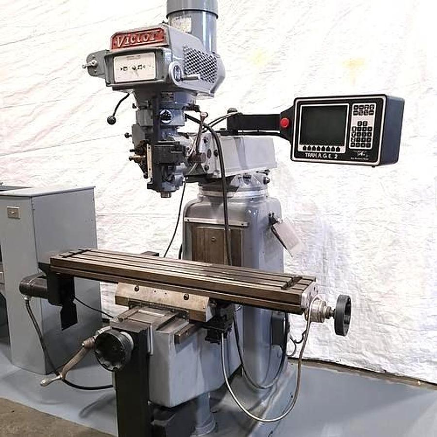 Used VICTOR / PROTOTRAK 2-AXIS CNC VERTICAL MILL – 49" TABLE – VARIABLE SPEED – PROTOTRAK PLUS CONTROL – REFURBISHED / USB UPGRADE – POWER QUILL – AUTO LUBE – EXCELLENT CONDITION