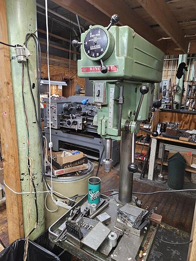 Used King Variable Speed Floor Model Drill Press 220v 3 Phase Half Inch Chuck Knee Table