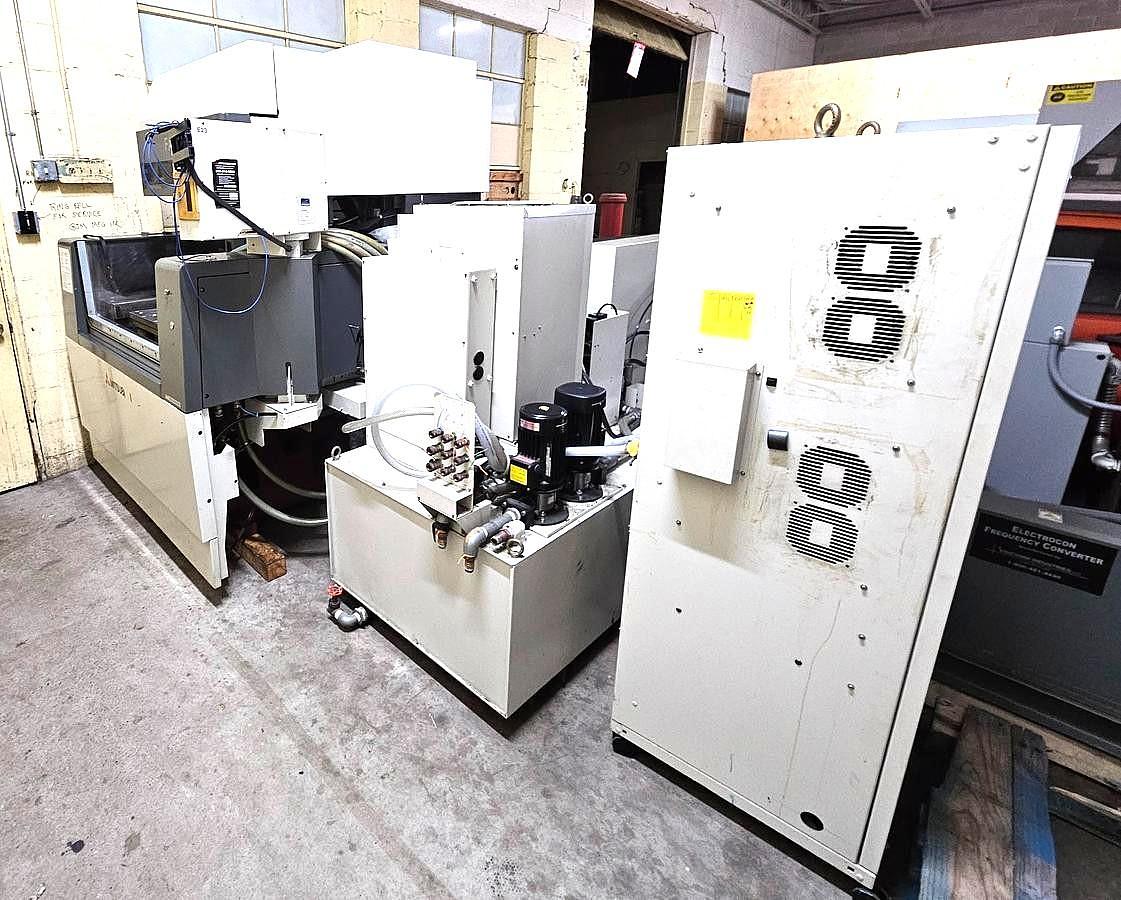Used MITSUBISHI FA20 CNC WIRE EDM – W21FA-2 – AUTO WIRE THREADING – SUBMERGED MACHINING – U/V TAPER – CHILLER / FILTRATION SYSTEM – COMPLETE MACHINE