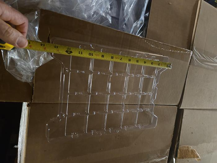Used Vacuum Formed Trays Clear Plastic 20 Cavity 9 1/2" x 13"  (2" x 2" size per cavity) 31,000 Trays