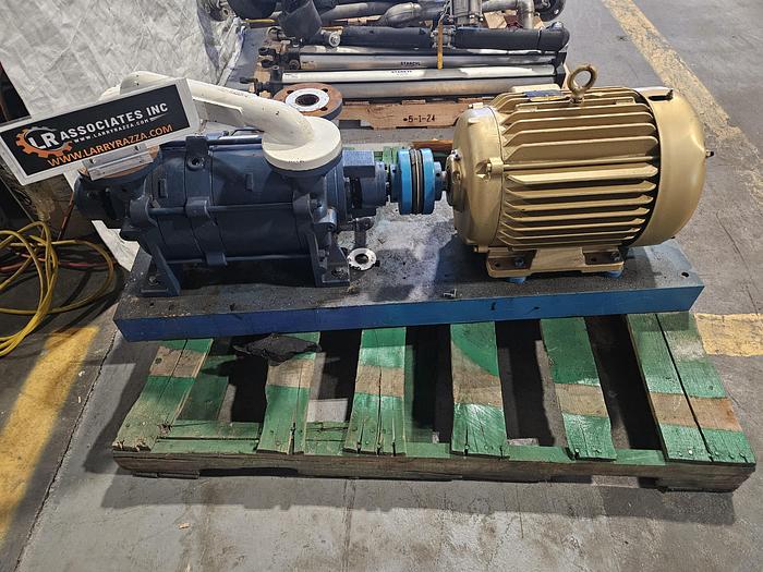 Used Kinney Tuthill Liquid Ring Two Stage Vacuum Pump #VLRC-125-FA2 with Baldor 15HP Motor
