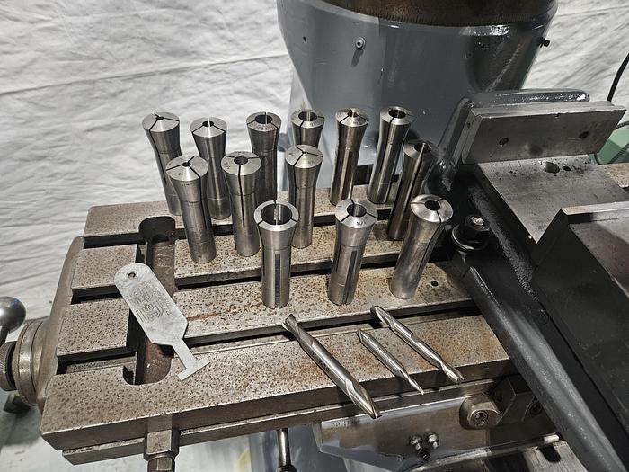 Used Bridgeport Mill 1 HP 36 inch Table DRO Power Feed Collets Chrome Ways 6 inch Vise